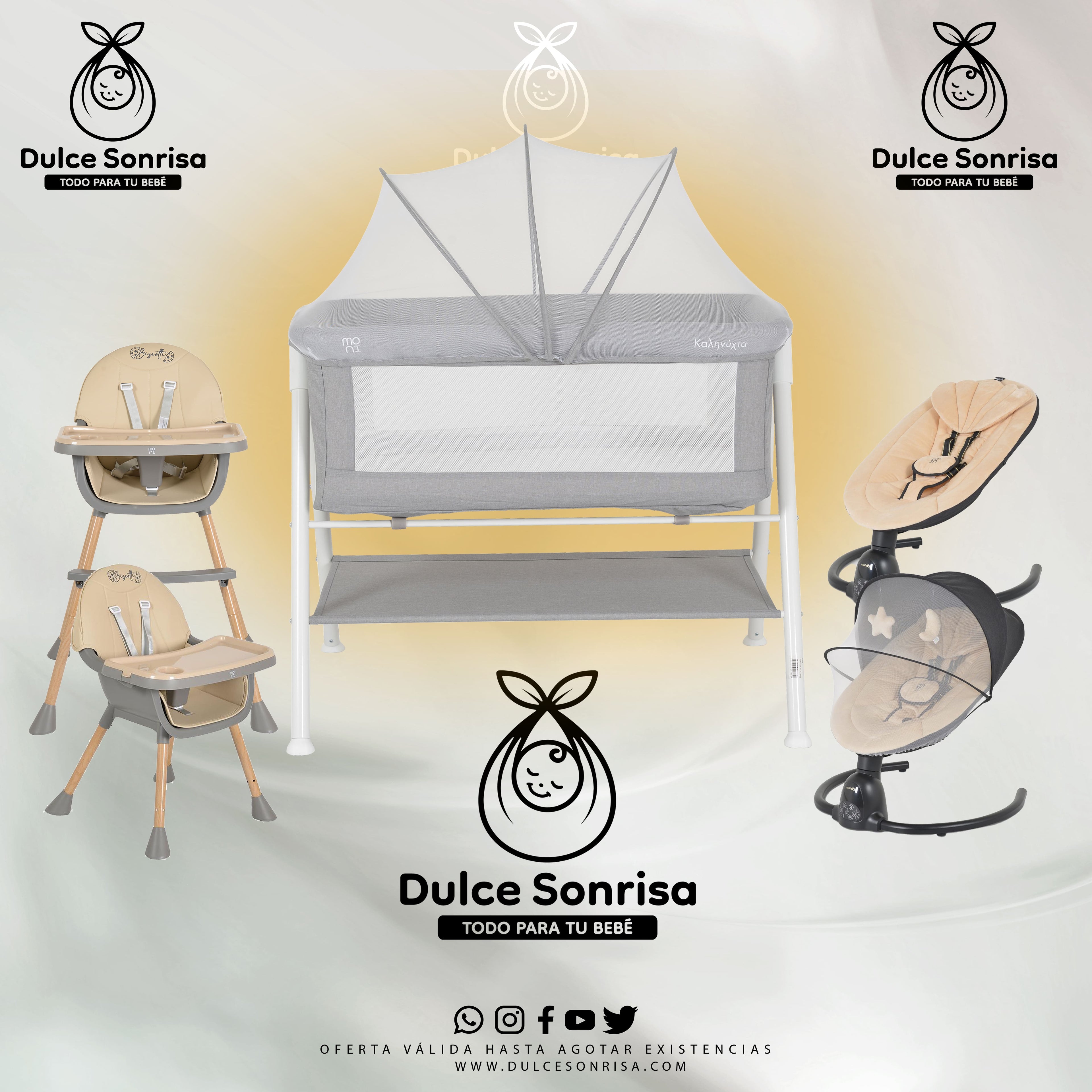 Lote Minicuna Aluminio + Trona 2 en 1 + Hamaca Electrica