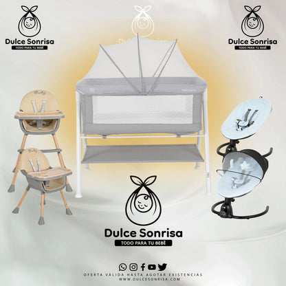 Lote Minicuna Aluminio + Trona 2 en 1 + Hamaca Electrica