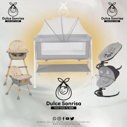 Lote Minicuna Aluminio + Trona 2 en 1 + Hamaca Electrica