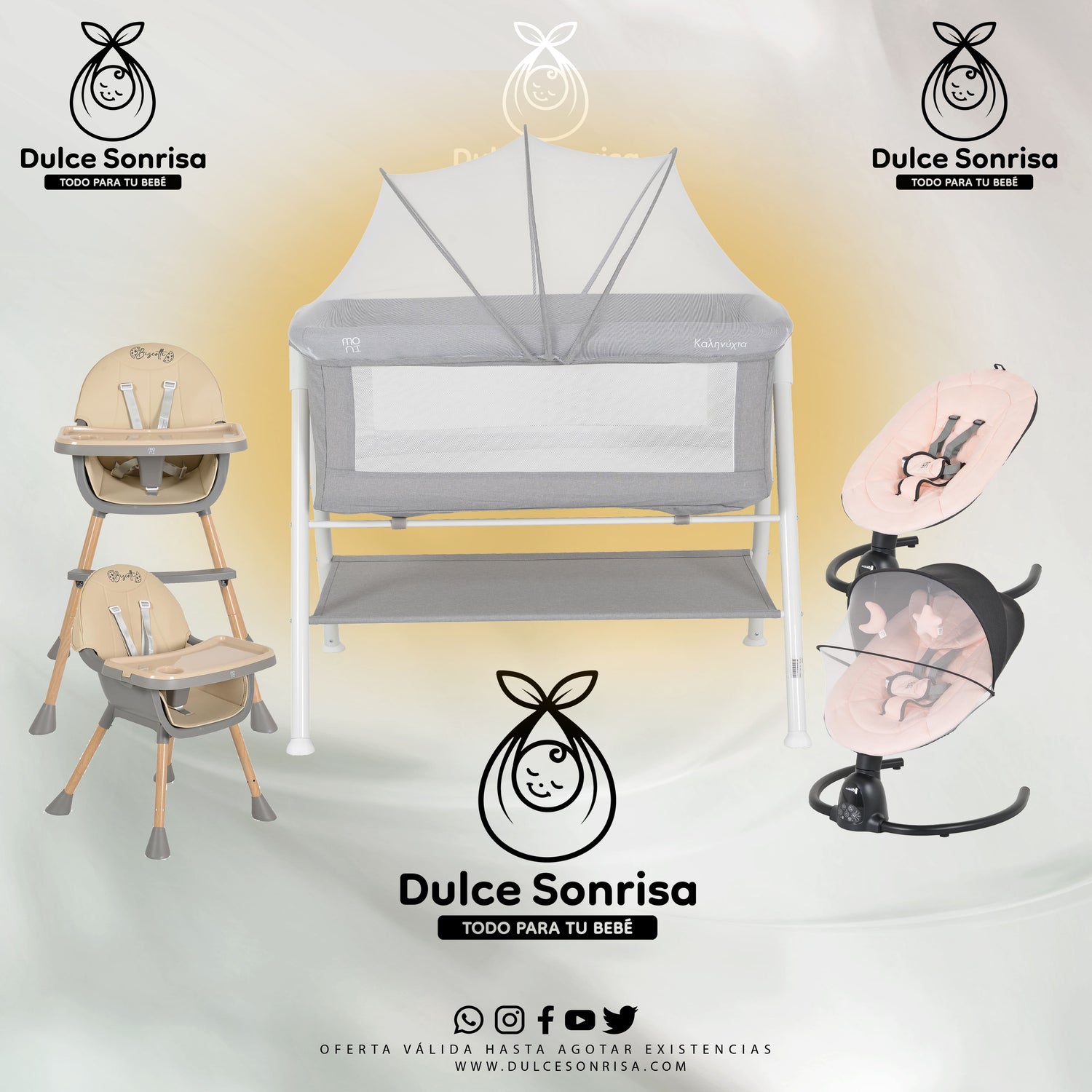 Lote Minicuna Aluminio + Trona 2 en 1 + Hamaca Electrica