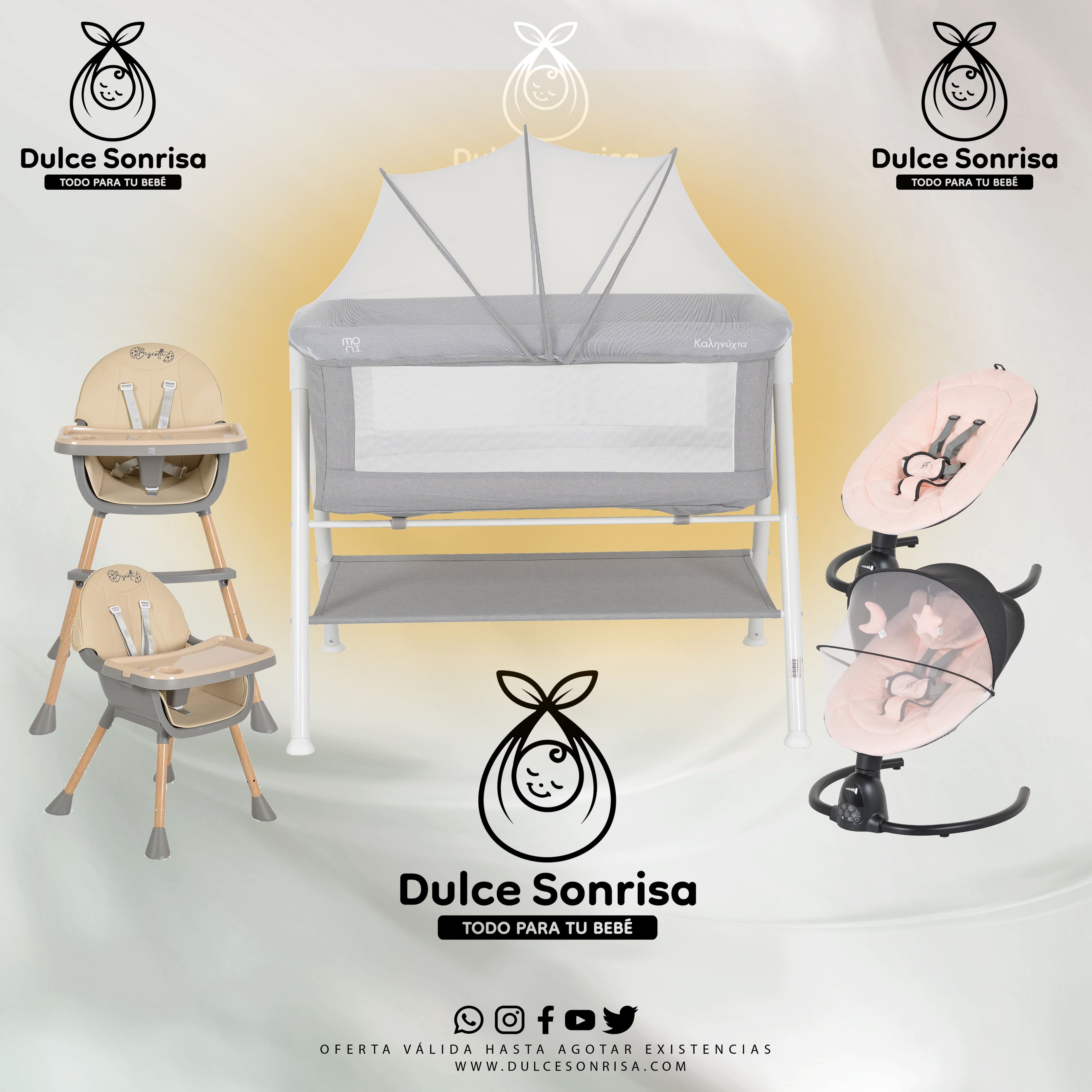 Lote Minicuna Aluminio + Trona 2 en 1 + Hamaca Electrica