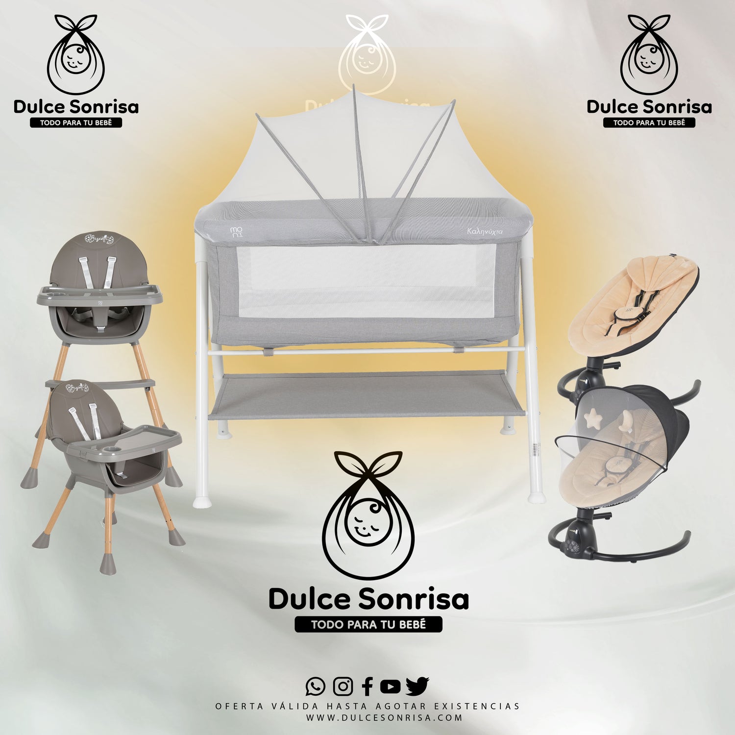 Lote Minicuna Aluminio + Trona 2 en 1 + Hamaca Electrica