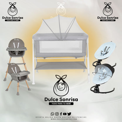 Lote Minicuna Aluminio + Trona 2 en 1 + Hamaca Electrica