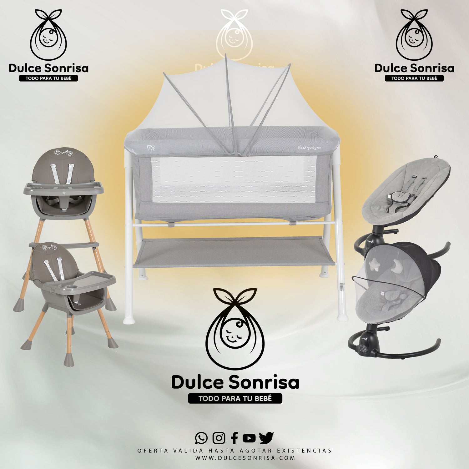 Lote Minicuna Aluminio + Trona 2 en 1 + Hamaca Electrica