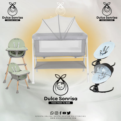 Lote Minicuna Aluminio + Trona 2 en 1 + Hamaca Electrica
