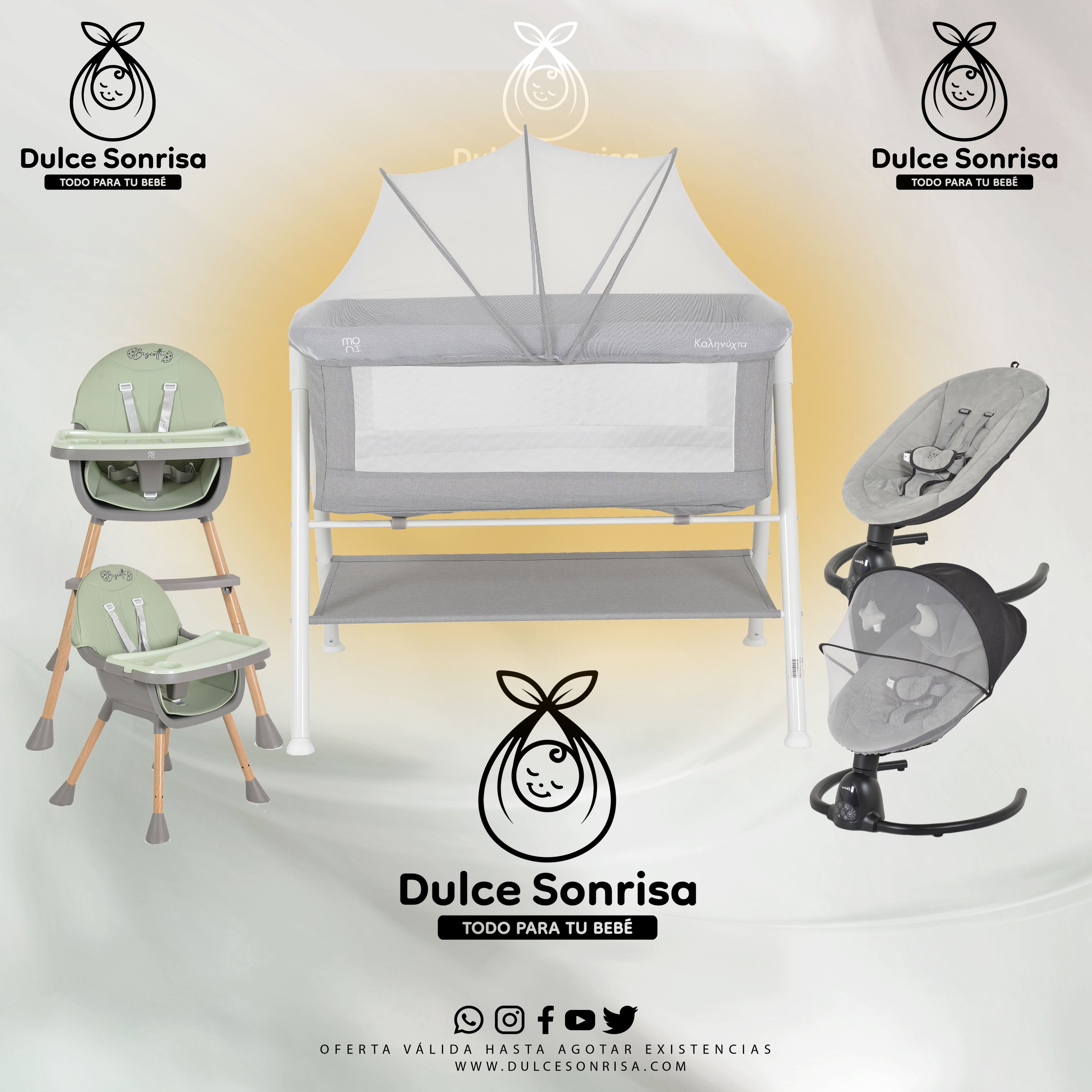 Lote Minicuna Aluminio + Trona 2 en 1 + Hamaca Electrica