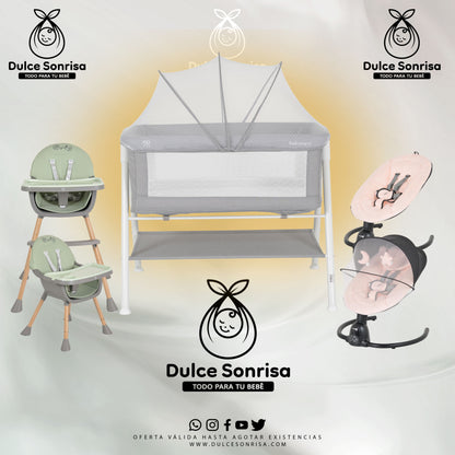 Lote Minicuna Aluminio + Trona 2 en 1 + Hamaca Electrica
