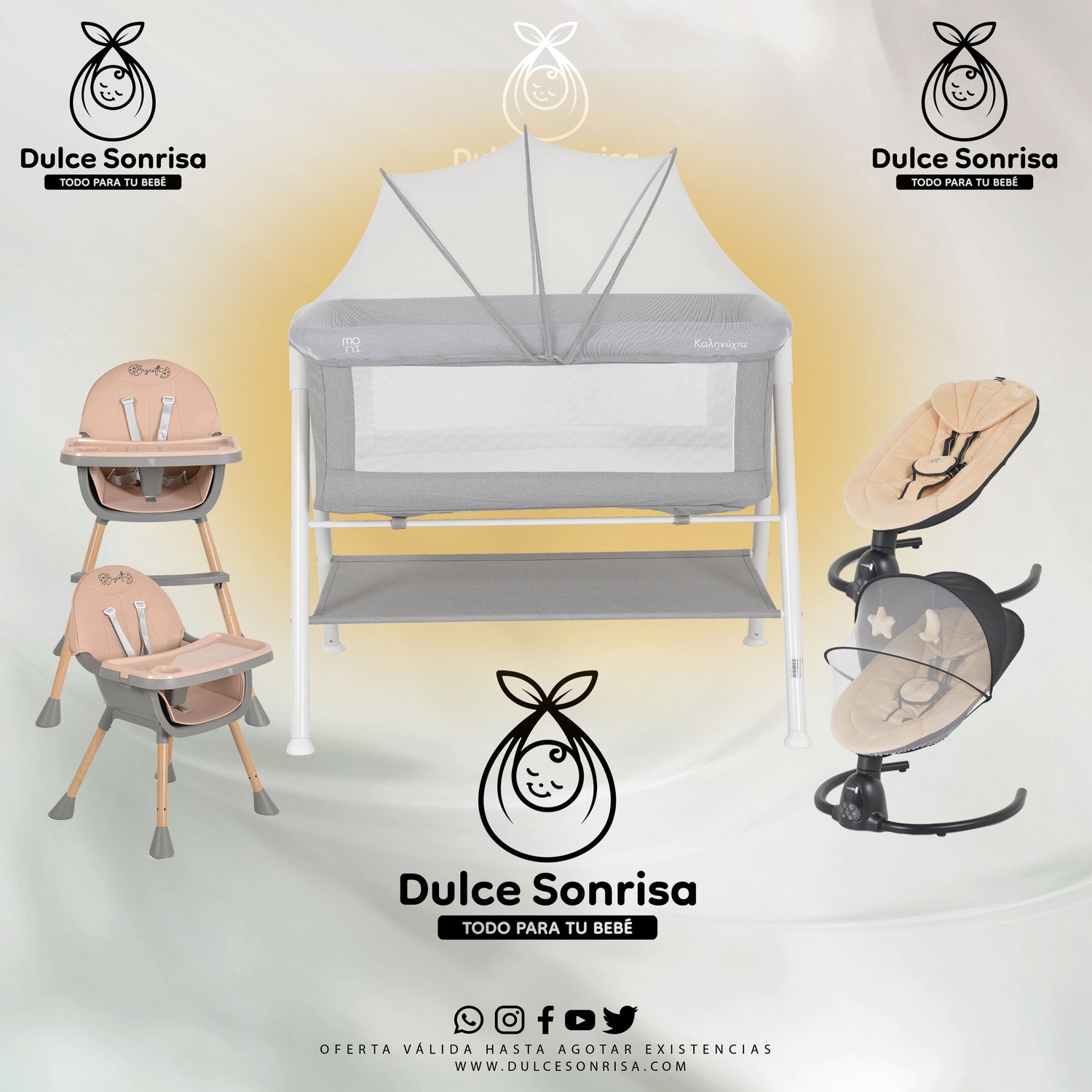 Lote Minicuna Aluminio + Trona 2 en 1 + Hamaca Electrica