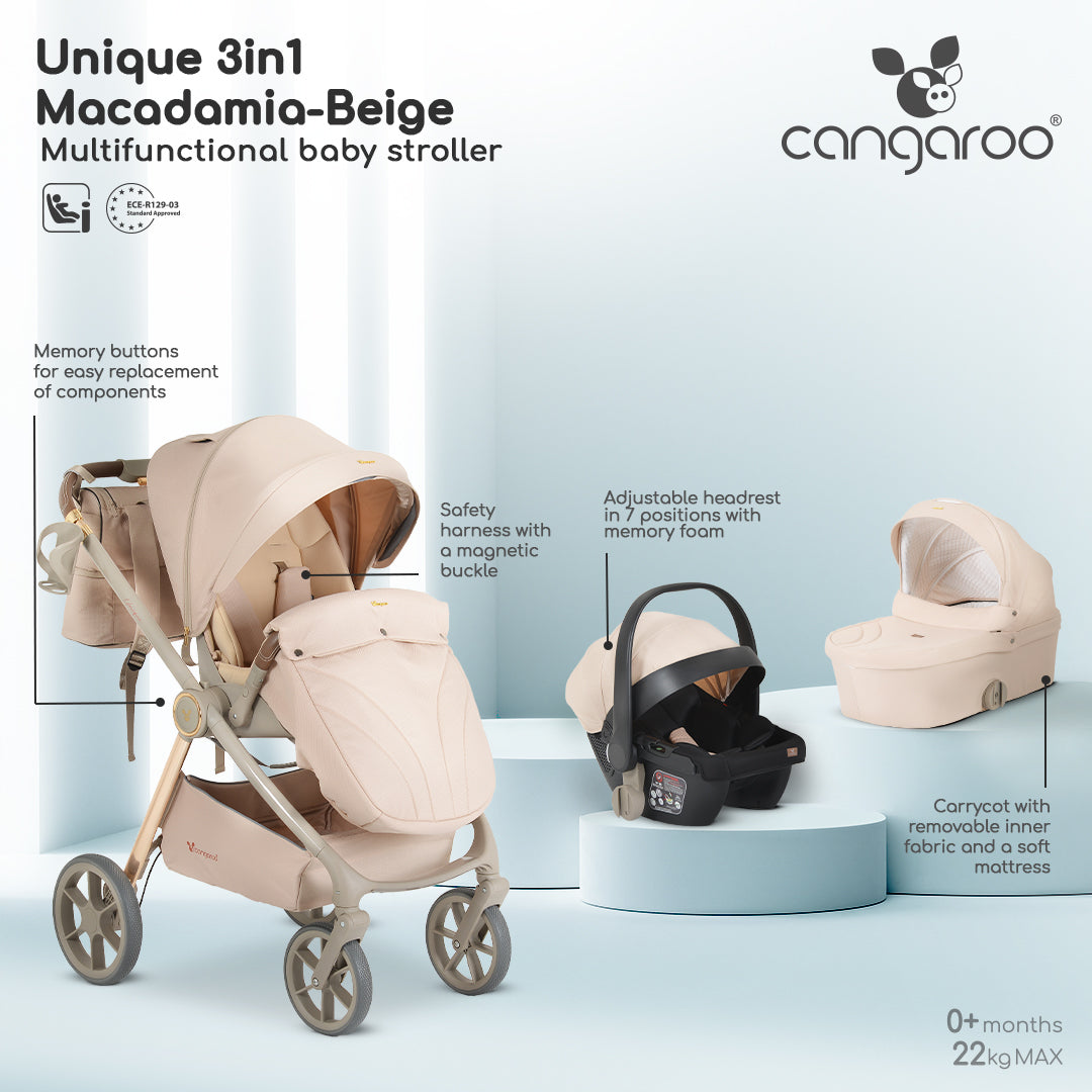 Carrito de bebé trío UNIQUE hasta 22 kg de Cangaroo