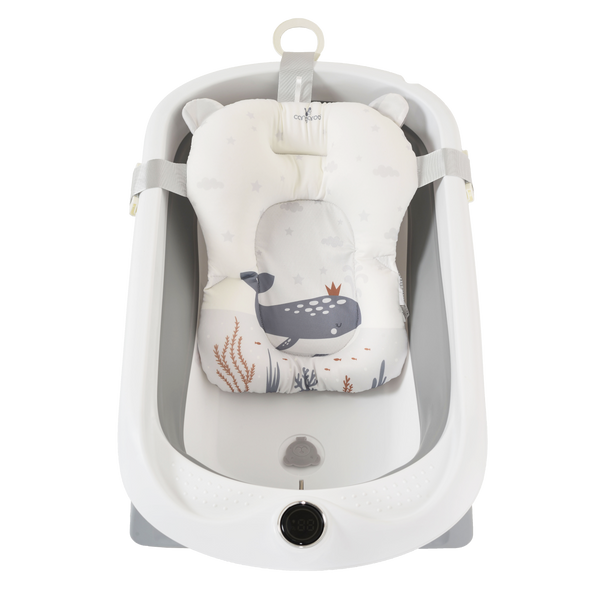 BAÑERA PLEGABLE BALENA Gris con Termómetro Inteligente, Reductor, Cubo y Jarra